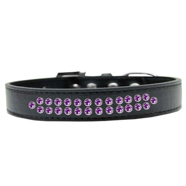 Unconditional Love Two Row Purple Crystal Dog CollarBlack Size 12 UN851327